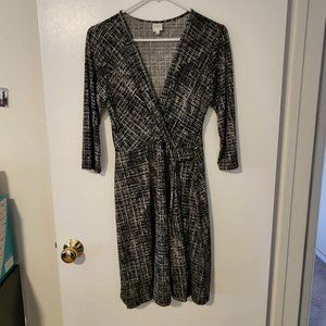 Kaileigh 3/4 Sleeve Faux Wrap Dress - Large
